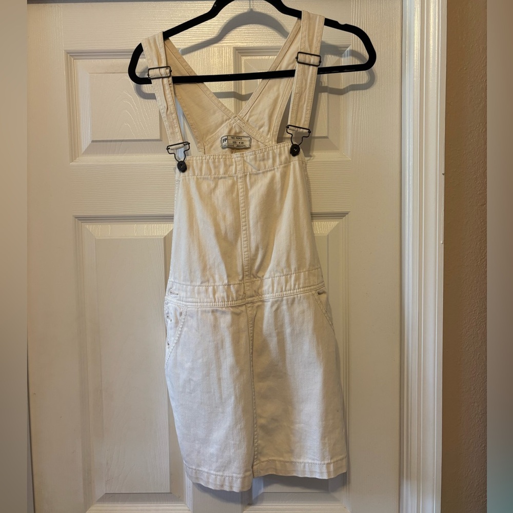Free People Cream Denim Overall Jumper